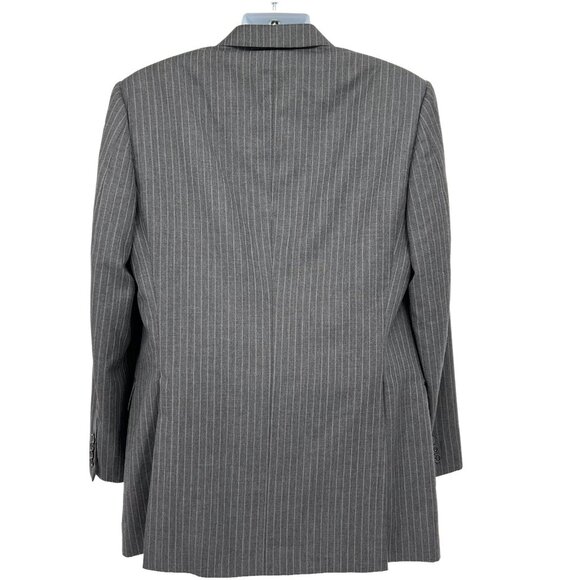 BURBERRY London Men’s 100% Wool Two Vents Stripe Grey Blazer Size 42 Long USA - Picture 3 of 14